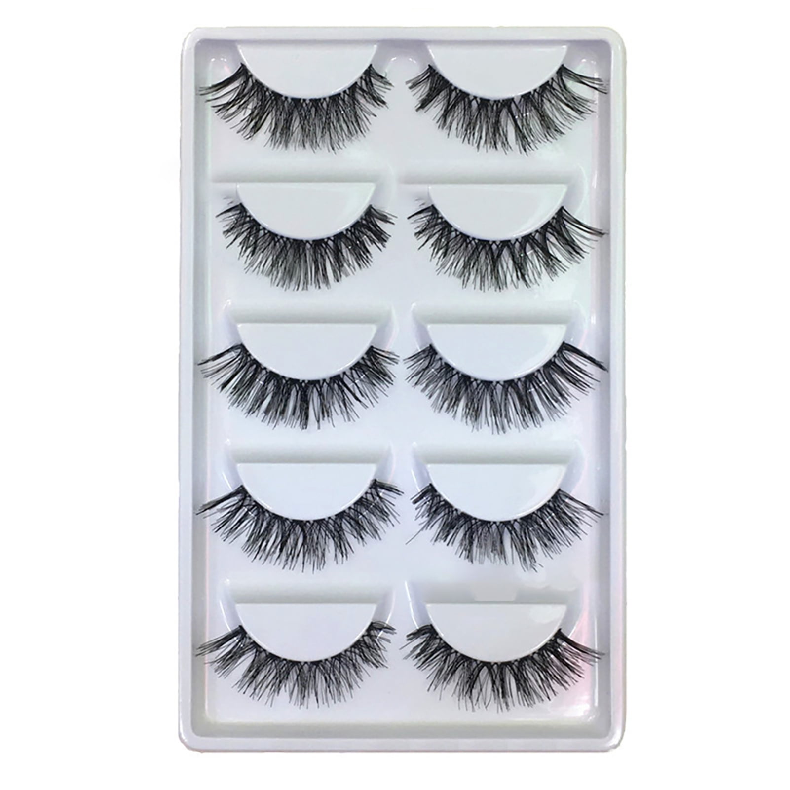 Women 5 Pairs Natural Long Thick Cross False Eyelashes Fake Eye Lashes for Makeup Studio