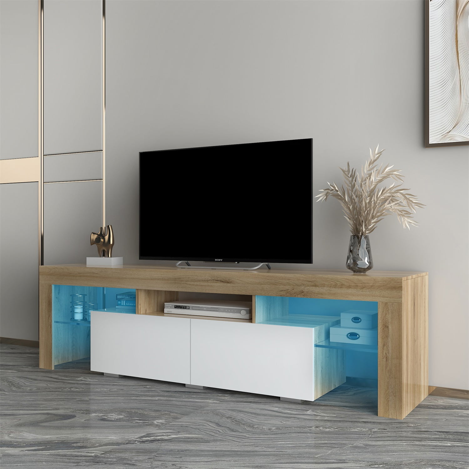 Kadyn Corner Tv Stand, Entertainment Center for Tvs with Storage, Tv Console with Rgb Lights for Living Room, Oak Kadyn Corner Tv Stand, Entertainment Center for Tvs with Storage, Tv Console with Rgb Lights for Living Room, Oak