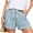 `Light Blue, variant on Hurxie Striped Shorts for Women High Waisted Beach Casual Drawstring Pull On Elastic Waist Summer Shorts with Pockets Blue,2XL