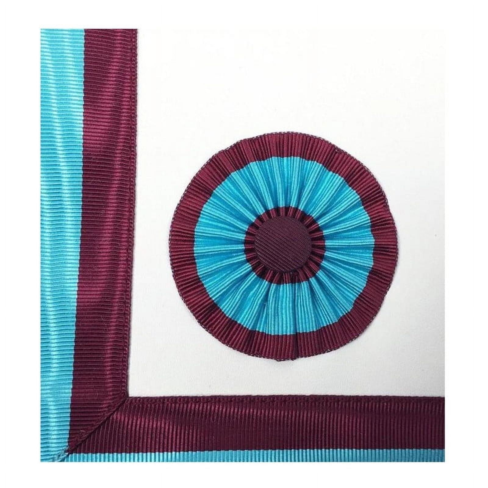 Master Mason Mark English Regulation Apron - Sky Blue & Maroon with Silver Plated Snake Fitting