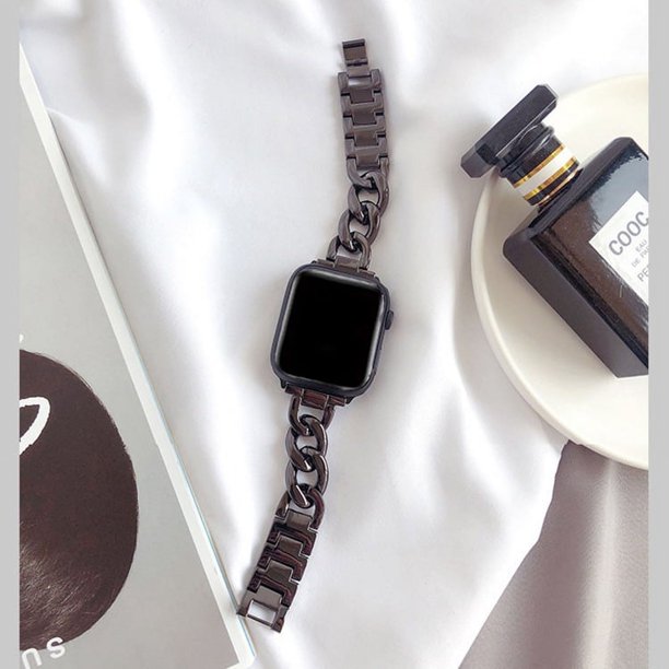 Adecuado para Apple 6 7 8 9 Generación Correa de metal Apple Watch Cadena de mezclilla de una sola fila Correa de acero Correa de metal