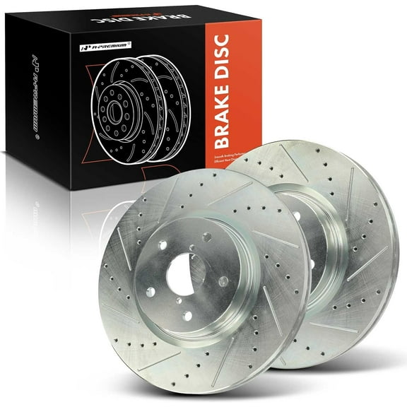 A-Premium 12.42 inch (315.5mm) Front Drilled and Slotted Disc Brake Rotors Compatible with Select Subaru Models - Outback 2015-2019, Legacy 2015-2019, Tribeca 2008-2014, B9 Tribeca, WRX, 2-PC Set