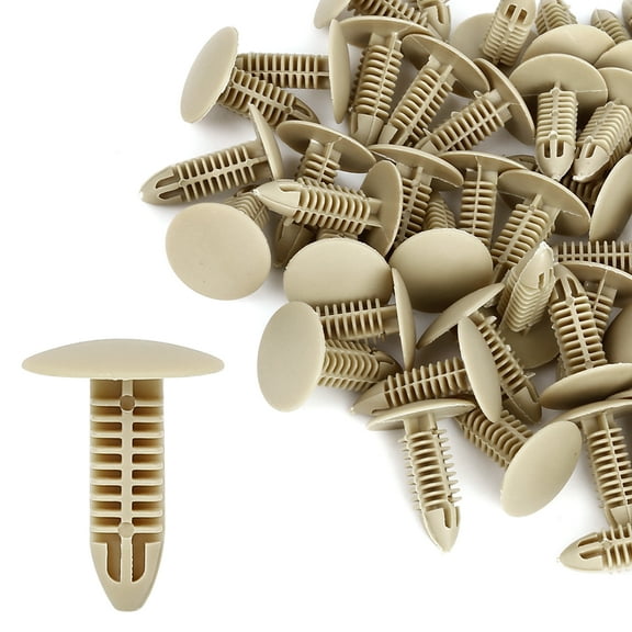 60pcs 6.5mm Plastic Rivets Fasteners Door Ceiling Clips Beige for Car