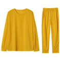 thumbnail image 2 of BLOCLOALO 2 Piece Lounge Set Long Sleeve Pullover Sweatshirts Solid Color Sweater Casual Suit Sportswear Trousers Sweatpants and Sweatshirt Set Pullover Crewneck Sweaters Comfortable Sets Yellow S, 2 of 4