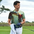 thumbnail image 3 of Yiaed Flying Parrots In JunglePrint Men's Short Sleeve Polo Shirt,Golf Polo for Men Three-Button Golf Shirt Athletic Casual Collared T-Shirt- Large, 3 of 7