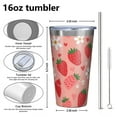 thumbnail image 4 of 16oz Tumblers Pink Strawberry Plants Fruit Stainless Steel Vacuum Insulated Double Wall Travel Tumbler Cups Mug with Lid and Straw,Cleaning Brush for Coffee,Tea, 4 of 4