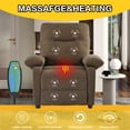 thumbnail image 3 of Recliner Chair for Adults, Recliner Chair with Massage and Heat, Lounge Chair Message Chair for Living Room, Adjustable Modern Reclining Chair with Manual Control and Side Pocket, Brown, 3 of 13