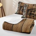 thumbnail image 4 of meiyoeat Rustic Pike Fish Quilt King for Men Boys, Autumn Wood Camo Branches Leaf King Coverlet Set, Brown, 3pcs, 4 of 7