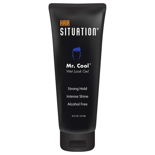 Hair Situation Mr. Cool Gel para el cabello con apariencia húmeda, fórmula extrafuerte de fijación firme, alto brillo y sin alcohol para todo tipo de cabello, fórmula antihumedad, sin escamas, diseñad