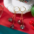 thumbnail image 5 of Red Green Pom Pom Ball Drop Dangle Earrings for Women Gold-Toned Christmas Double Round Statement Tassel Chain Dangling Hoop Earring Fashion Lightweight Funny Xmas Festival Huggie Hoops Jewelry, 5 of 12