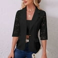 thumbnail image 2 of ZQUUVOU Women's Blazer Open Front Solid Color Button Long Sleeve Lace Jacket (Black,M), 2 of 7