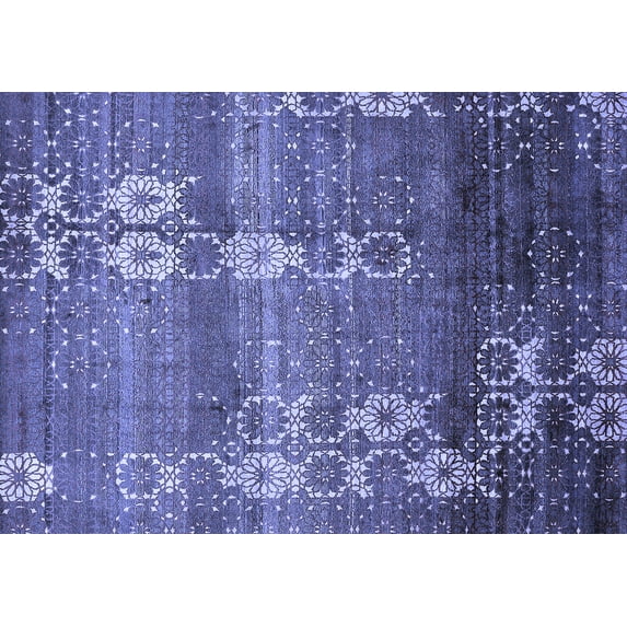 Ahgly Company Machine Washable Indoor Rectangle Abstract Blue Modern Area Rugs, 5' x 7'