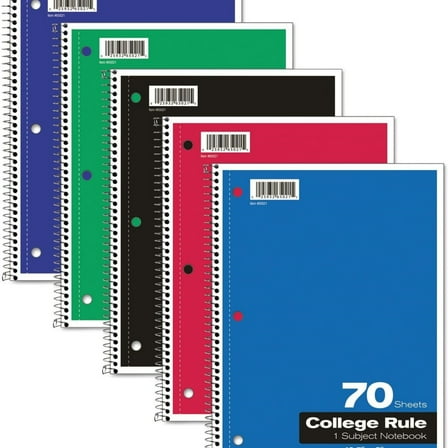 Spiral Notebook,  College Ruled Paper,  Color May Vary