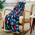 thumbnail image 3 of All-Season Blanket- Plush- Decorative Throw, Perfect for Lounging, 50 x 60 inches, Navy Dino Sherpa Throw Blanket, 3 of 3