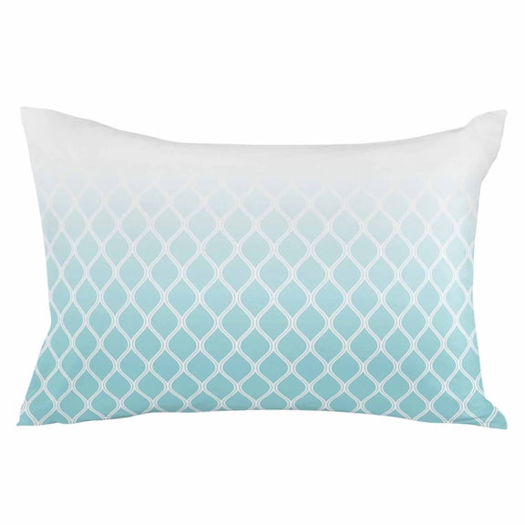Outdoor Waterproof Throw Pillow Covers Set of 2 Teal Blue Geometric Decorative Pillowcases Lumbar Outdoor Pillows Cushion Case 20x12 Inch Ombre Lines Rhombus Pattern Patio Pillows for Couch Sofa Bed