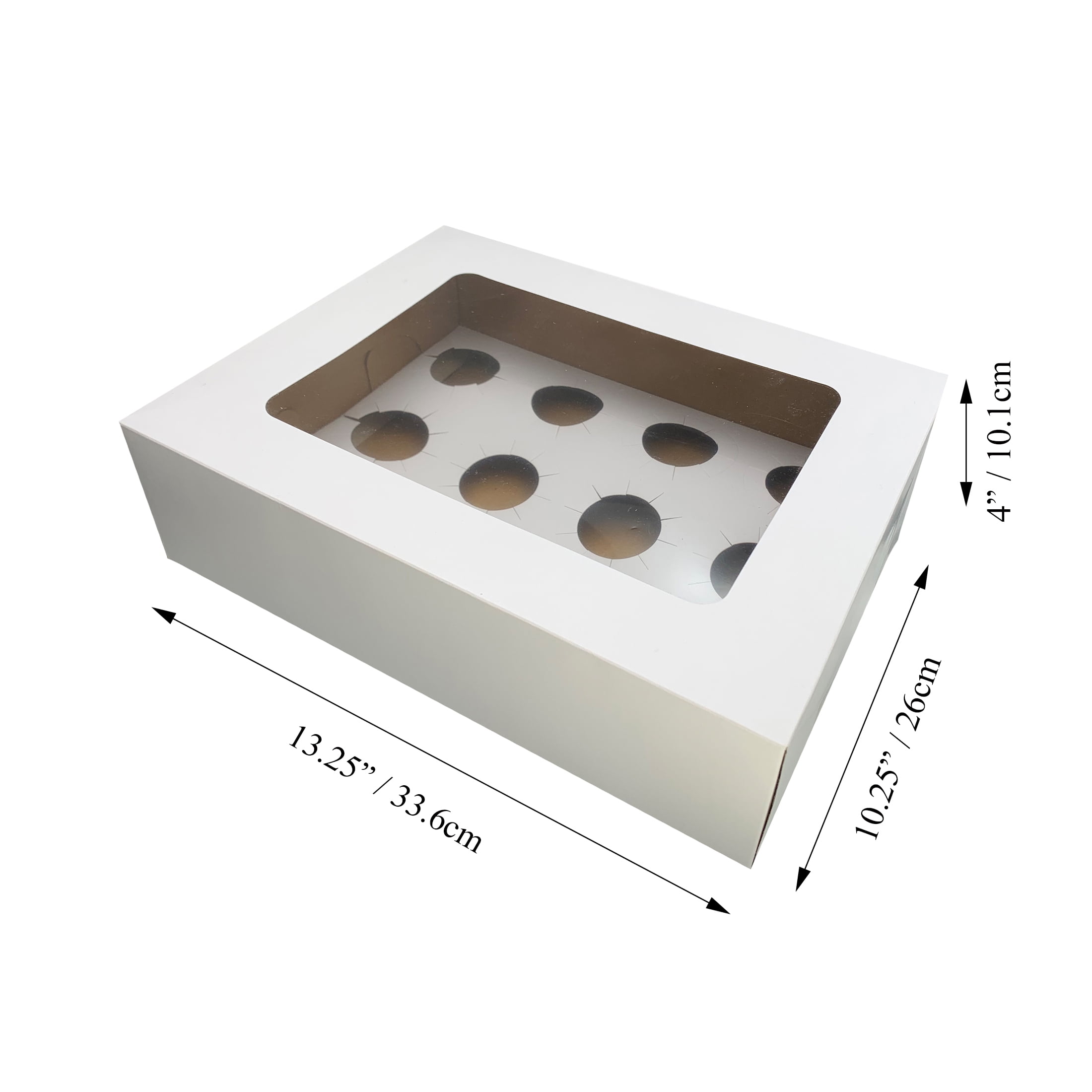 10.25" x 13.25" x 4", White Cake Boxes with Windows, 2 Count，By Way To Celebrate