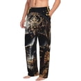 thumbnail image 2 of Uemuo Gold Pattern Black Skull Pattern Men's Wide Leg Palazzo Lounge Pants with Pockets Light Weight Loose Comfy Casual Pajama Pants-X-Large, 2 of 9