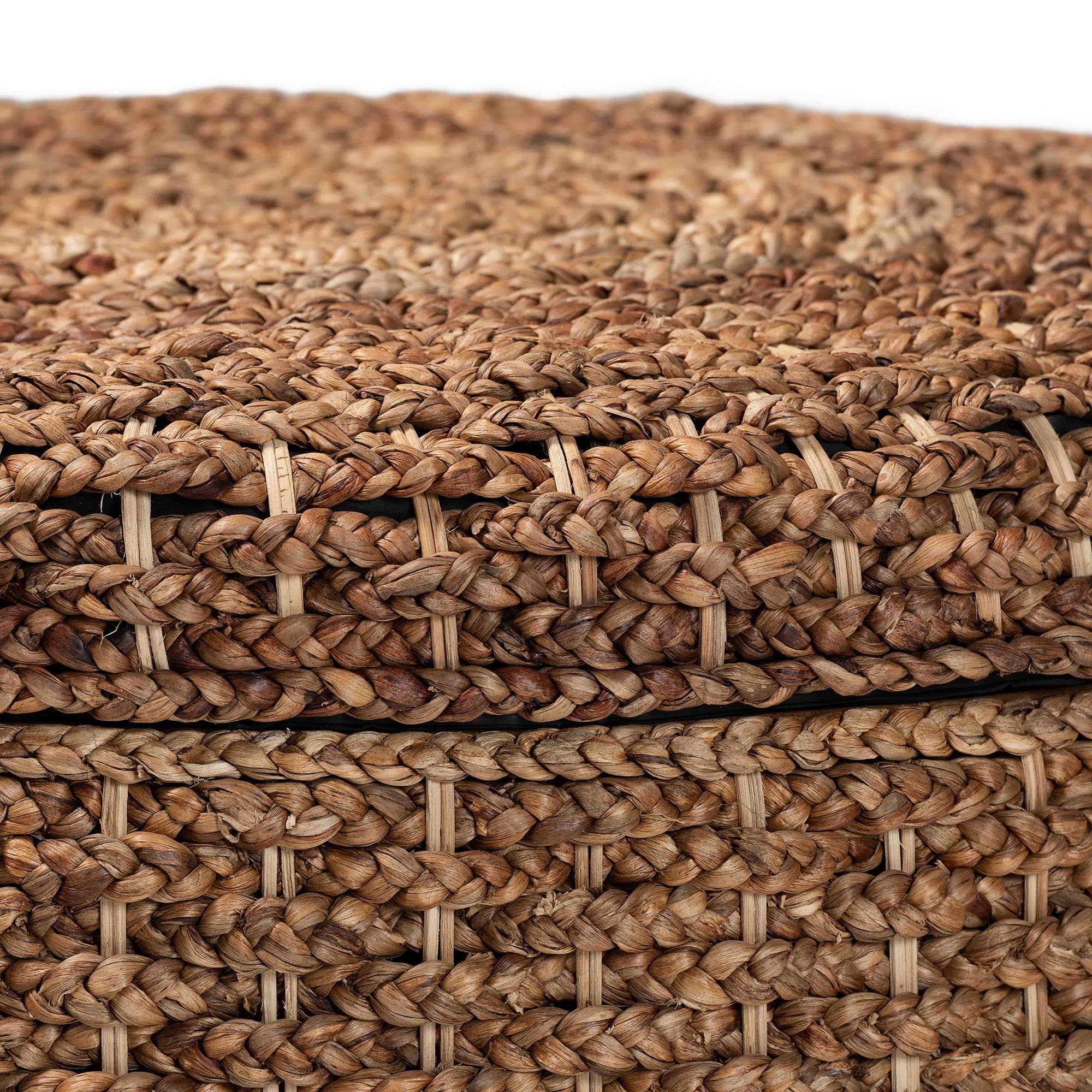 bali & pari Bailey Boho Storage Ottoman, 35"W, Round, Natural Brown