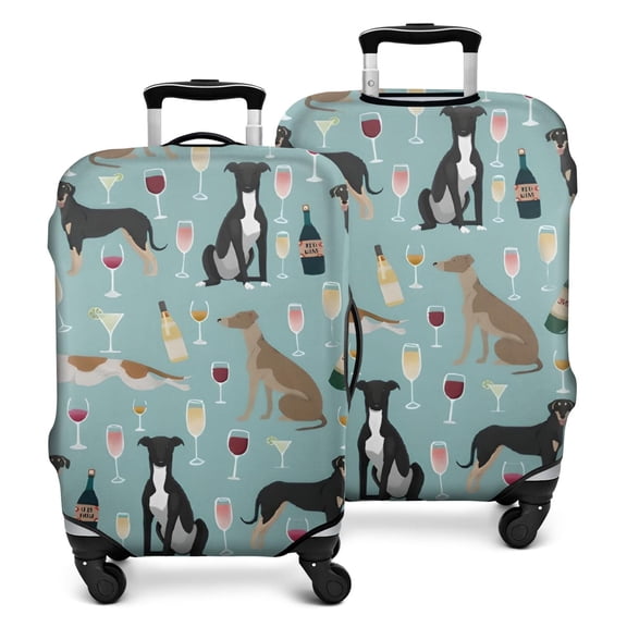 Dogs with Wine and Glasses Luggage Cover Fashion Suitcase Cover Baggage Covers Fit 25-28 Inch Luggage (Go Travel)