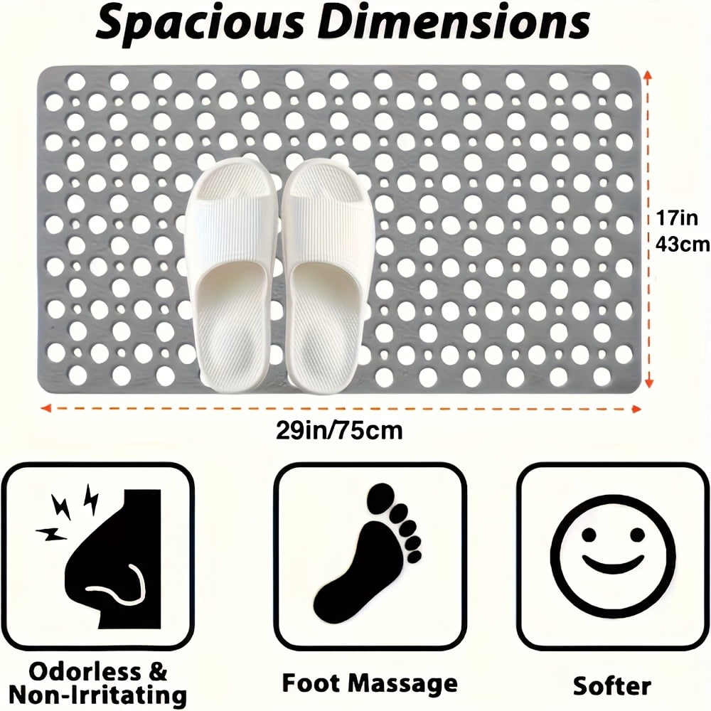 Non Slip Bathtub and Shower Mat with Suction Cups and Drain Holes, quick-drying shower mat with round hole design, Soft Machine Washable Non Slip Bath Mat for Tub, Shower Mats for Inside Shower.