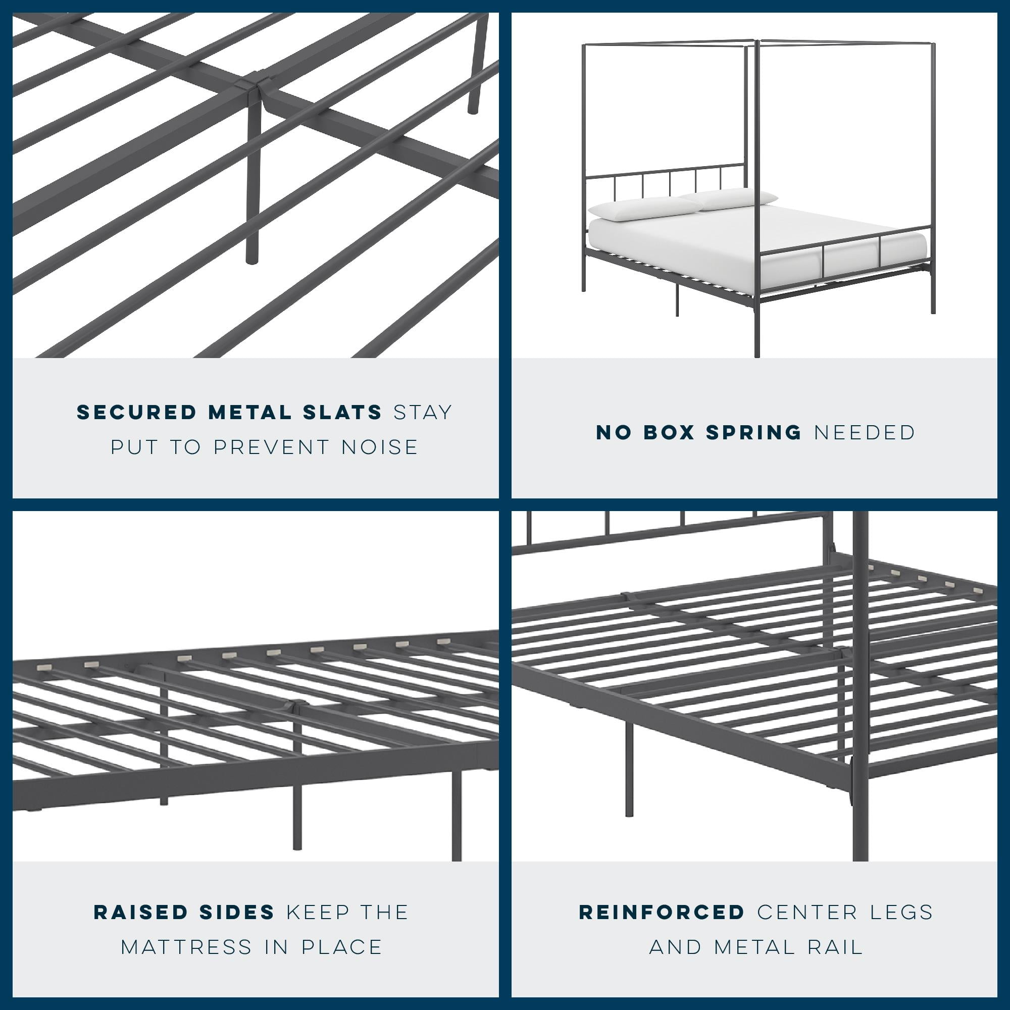 Novogratz Marion Metal Canopy Platform Bed Frame, Queen, Black