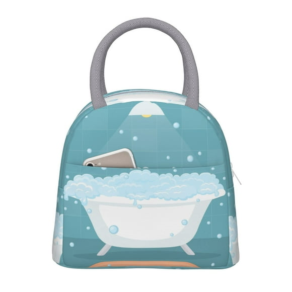 Balery Bathtub with Soap Bubbles Bolsa de Almuerzo para Mujeres, Caja de Almuerzo, Bolsa de Almuerzo Pequeña Impermeable, Tote de Almuerzo Reutilizable con Gran Capacidad