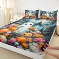 thumbnail image 3 of Manfei Lovely Ghost Twin Sheet Sets,Funny Pumpkin Lantern Twin Fitted Sheet,Kids Halloween Theme Flat Sheet For Teens,Luxury Bedroom Decor,3-Piece, 3 of 7