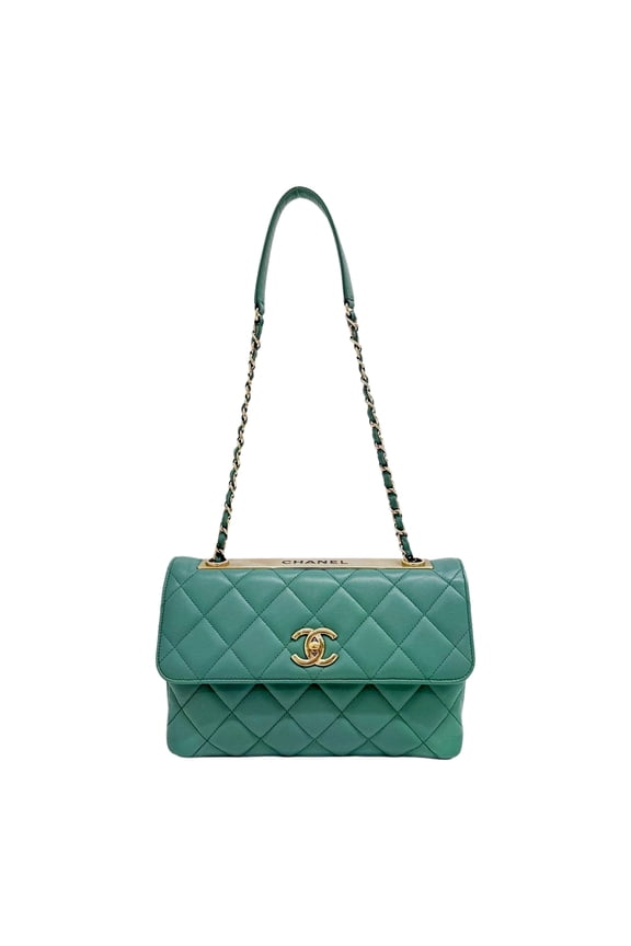 Pre-Owned Chanel Trendy CC Flap Matelasse Aquamarine Leather Shoulder Bag