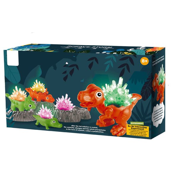 Jindong Crystal Growth Kit, with 4 Dinosaur Molds and Science Experiment Toys, Suitable for Children Over 8 Years Old, Boys and Girls Make Your Own Dinosaur Wate