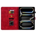 thumbnail image 5 of Case for iPad Air 11 2024/Pro 11 2022/2021/2020/2018/Air 4/Air 5, Flower Pattern PU Leather Multi-Angle Viewing Stand Shockproof Flip Case with Card Slot, Magnetic Clasp, Pencil Slot, Red, 5 of 11