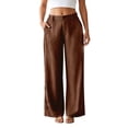thumbnail image 6 of RUTAYY Women's Pants Loose Fit Solid Color Straight Leg Long Bottoms Casual Daily Wear with Pockets Comfortable Trendy Vibrant Trousers, 6 of 6