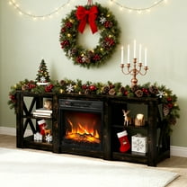 Ktaxon Farmhouse Fireplace TV Stand, Mid-Century Entertainment Center with 18in electric Heater Mantel for up to 65" TVs, Deep Brown