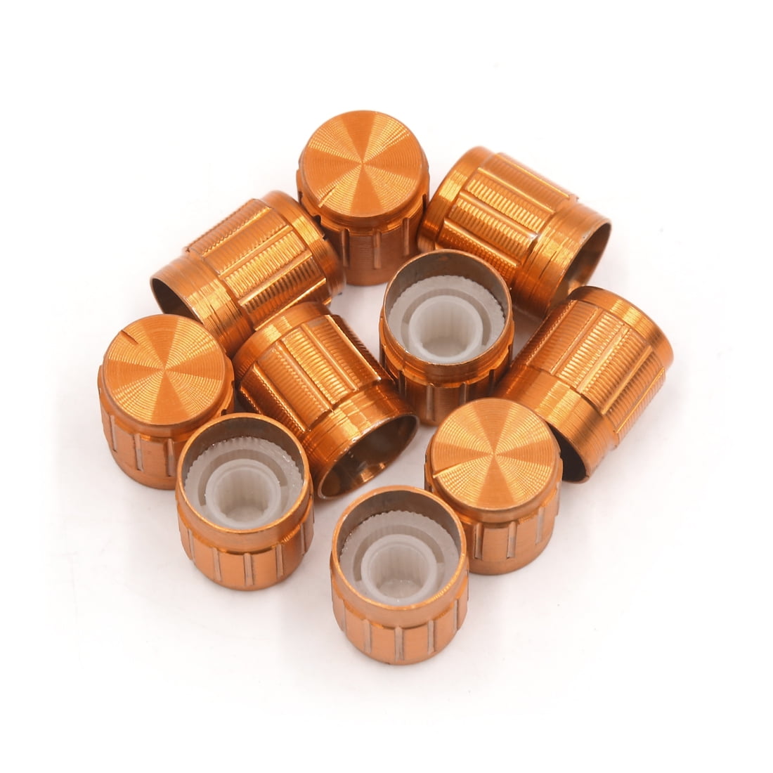 10Pcs 6mm Shaft Insert Dia. Potentiometer Control Knobs Gold Tone 15 x