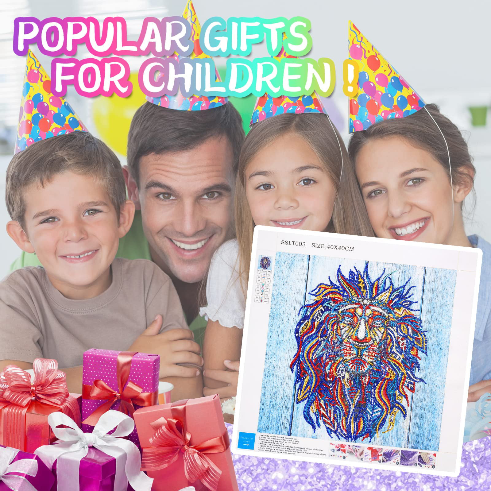 5D Diamond Painting Kits for Kids with Frame, Diamond Art for Kids Ages 5-8-12