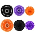 thumbnail image 6 of MYUNNIL Hanging Honeycomb Paper Fans, 6 Pcs Black Orange Purple Hollow Design Round Folding Fans Decoration Set, Lightweight Foldable Halloween Ceiling Ornaments for Wall Outdoor Party Supplies, 6 of 7