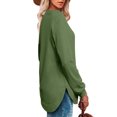 thumbnail image 5 of Women's Sweatshirt Crewneck Curved Hem,Long Sleeve Shirt Womens Loose Top Women Pullover Army Green 2XL, 5 of 6