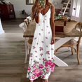 thumbnail image 2 of PENGXIANG Robes d'Été Décontractées Maxi Robe Mode Imprimée Col en V Sans Manches Bretelles Robe Longue, 2 of 4