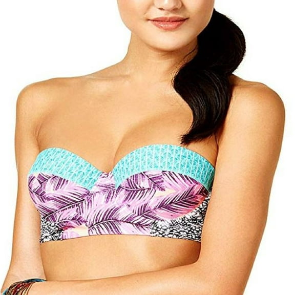 Hula Honey Juniors' Leaf Breeze Underwire Push-Up Midkini Swim Top (Pink Lilac, X-Large)