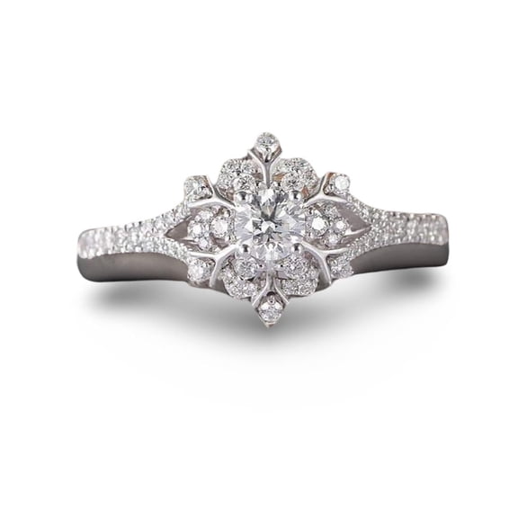 Sterling Silver Snowflake Cubic Zirconia Diamond Ring For Women