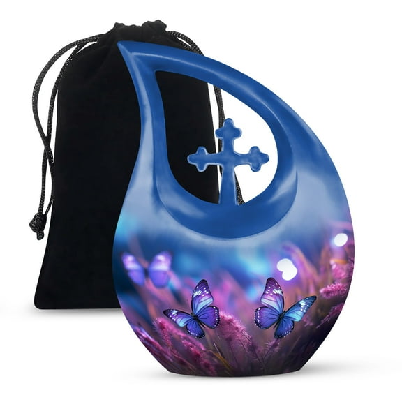 JAGSHASHI Butterfly Large Urns - Urn For Human Ashes Adult Male - Adult Urns For Human Ashes Women - Funeral Urns For Human Ashes Adult - 10 Inch With Velvet Bag - Human Cremation Urn