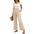thumbnail image 3 of Gomelly Ladies Trousers Elastic Waist Bottoms Loose Fit Palazzo Pant Women Baggy Daily Wear Yoga High Khaki M, 3 of 7