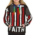 thumbnail image 3 of KLL USA Flag Cross for Womens Pullover Hoodie with Pocket Hooded Long Sleeve Shirts Sweatshirt for Women-Large, 3 of 7