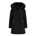 thumbnail image 5 of Womens Fall Fashion 2025 Winter Jackets for Women Solid Color Pocket Hodded Draw Rope Keep Warm Fashion Coat, 5 of 7