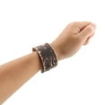 thumbnail image 5 of Wide Brown Leather Men's Cuff Bangle Bracelet, 5 of 6