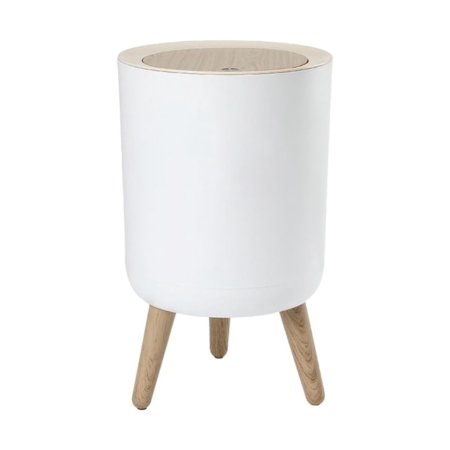 Cubo de basura de moda, cubo de basura de gran capacidad, cubo de basura con tapa a presión, cubo de basura con patas altas Pata desmontable redonda