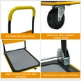thumbnail image 6 of Platform Truck,660 lbs Capacity Steel Flatbed Cart,Foldable Push Hand Cart with 360 Degree Swivel Wheels,Heavy Duty Utility Push Carts for Loading and Storage,35" x 23" x 34",Yellow, 6 of 7