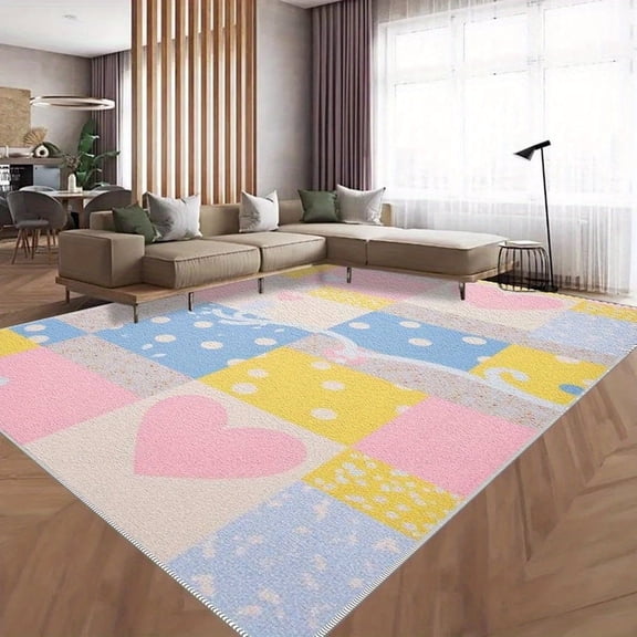 1PC Patchwork Pattern Area Rug Local Rug, Lightweight Washable Easy-to-Care Carpet Mat Festival Gift, Suitable for Living Room, Bedroom, Bathroom, Office, Balcony, Room Accessones