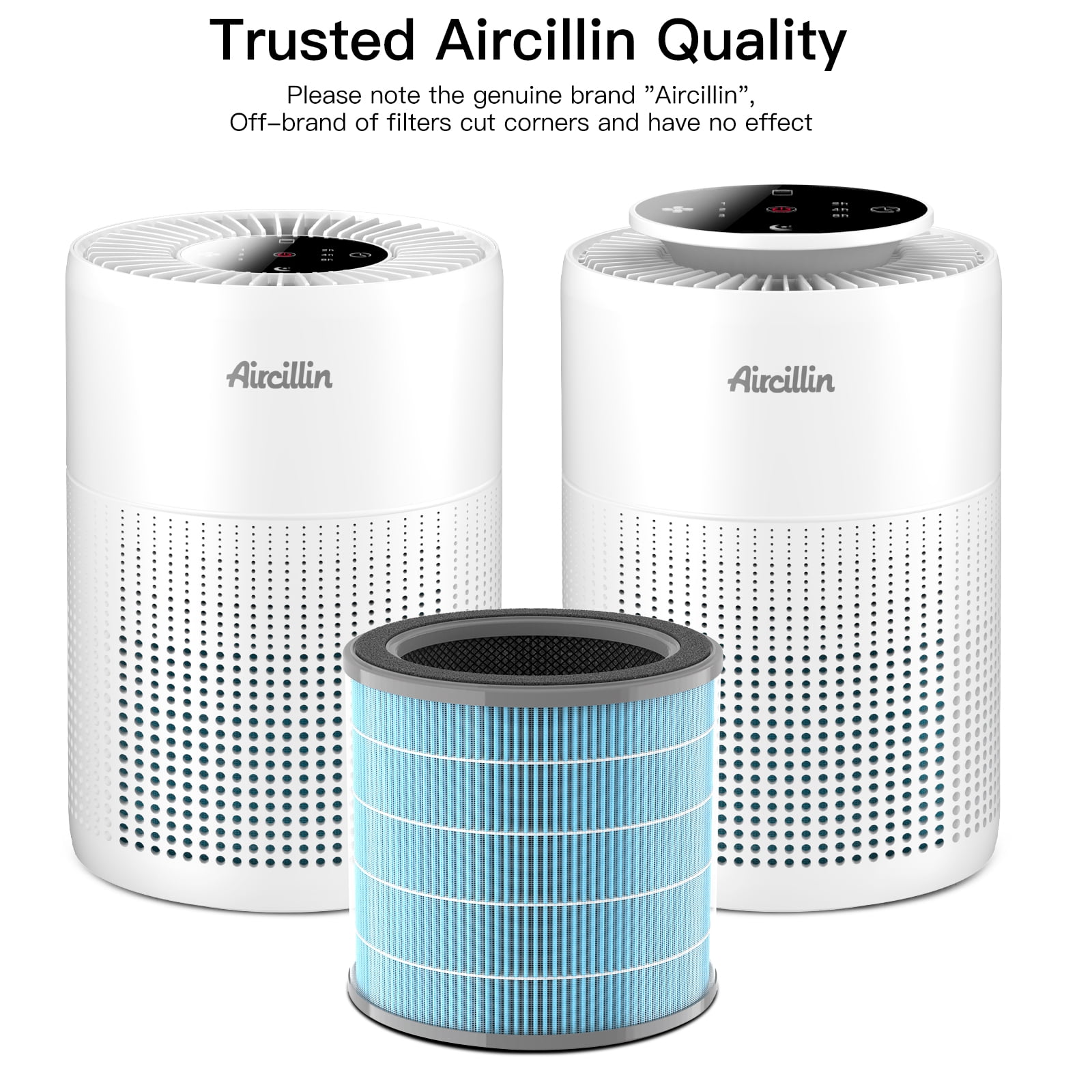 Air Purifier AP070A & AP070B Replacement Filters, Activated Carbon, High-Efficiency HEPA Filter, 2 Pack