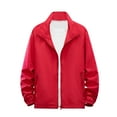 thumbnail image 1 of Fengqque Men's Slim Fit Lightweight Softshell Bomber Jacket Coat Fall Jackets for Men Red 16(XXXXL), 1 of 2