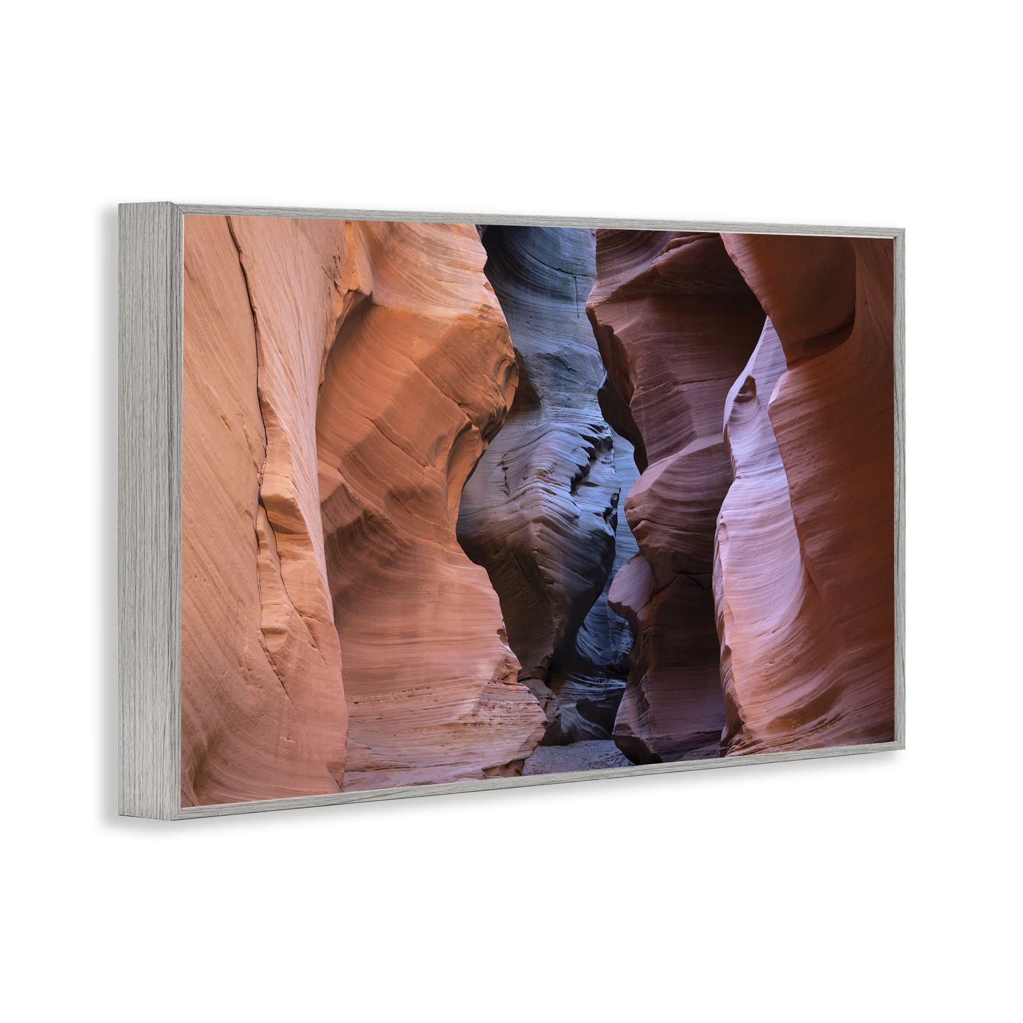 Stupell Industries Slot Canyon View Landscape Photography Gray Framed Art Print Wall Art, 24 x 16